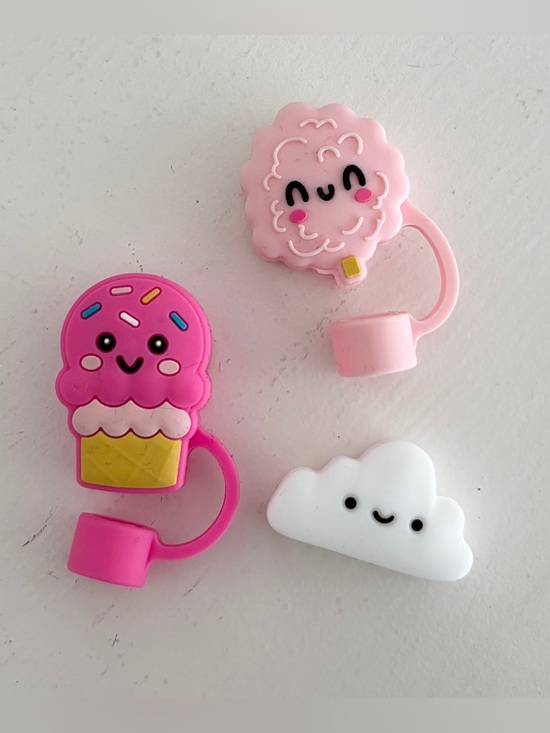 Other - Straw and Pencil Topper Set of 3 - Cutie Cloud, Ice Cream, Cotton Candy